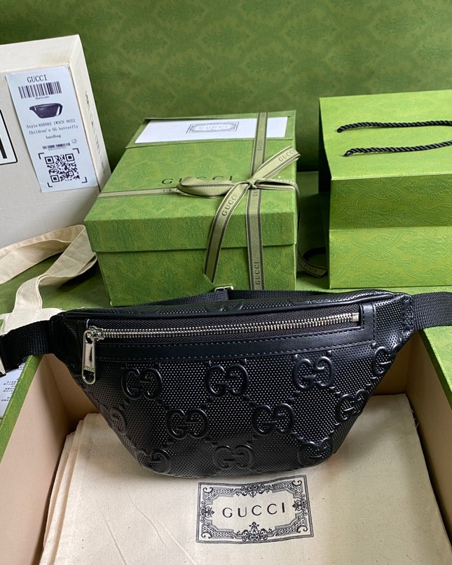 Gucci Embossed Belt Bag 658582 – Black Leather