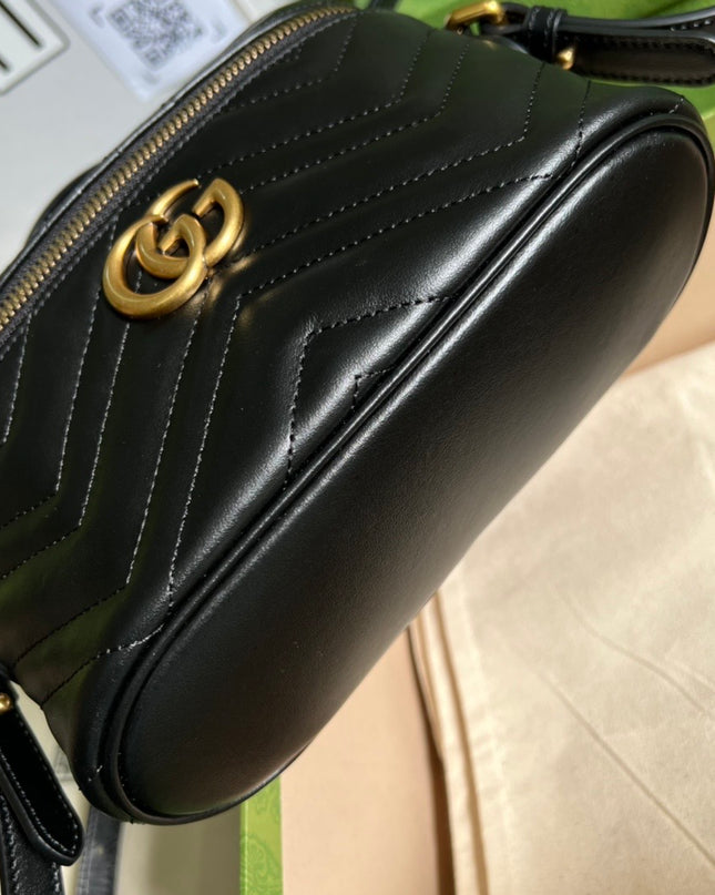 Gucci Marmont Mini Bag in Black Matelassé Leather 672253