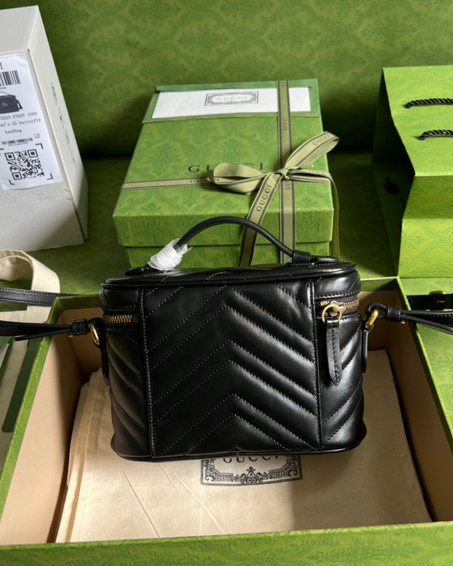 Gucci Marmont Mini Bag in Black Matelassé Leather 672253
