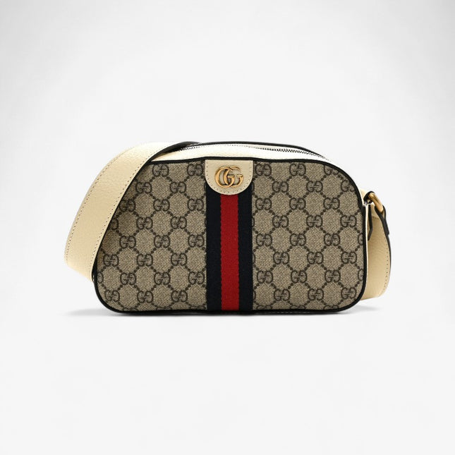 Gucci Ophidia GG Small Shoulder Bag – Beige/Ebony with Web Stripe
