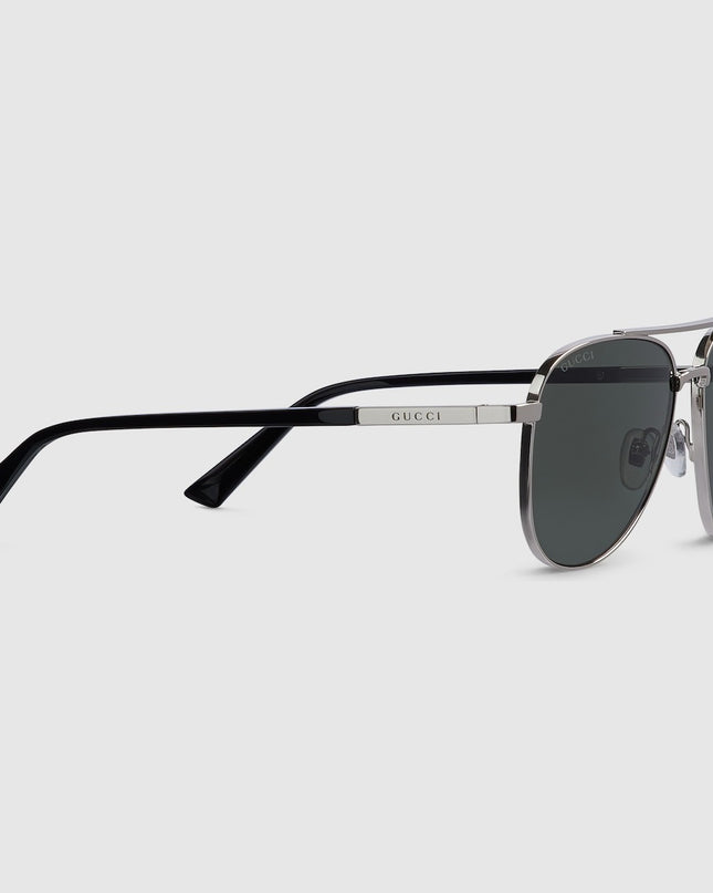 GUCCI GG1962S Aviator Sunglasses – Silver with Grey Lenses