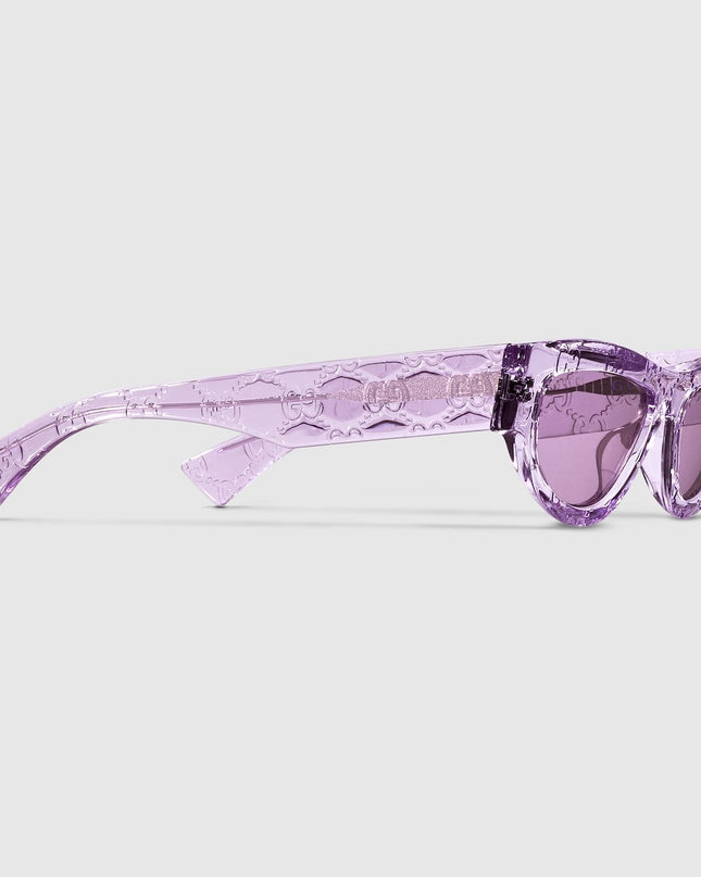 Gucci Cat Eye Sunglasses in Transparent Violet GG Acetate – GG1834S