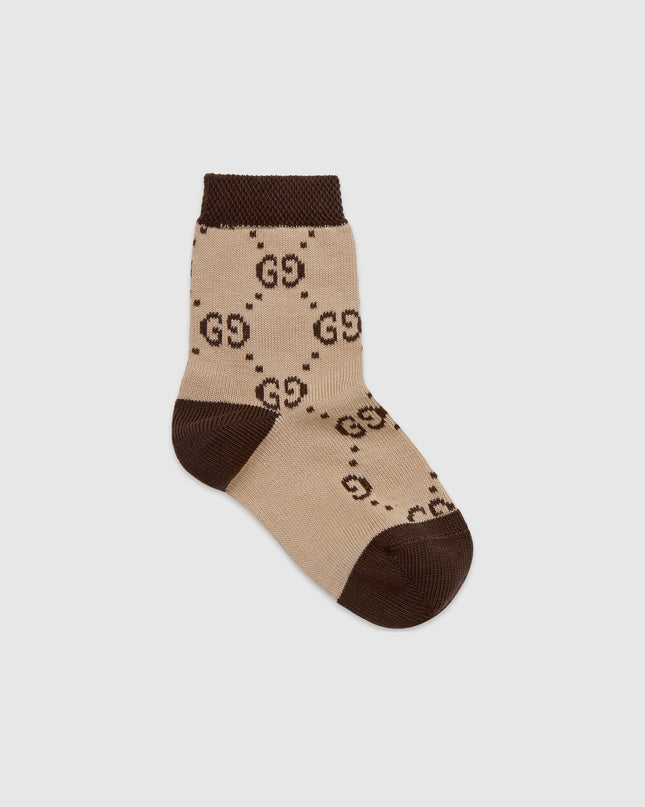 Gucci Baby Beige & Brown GG Pattern Cotton Socks