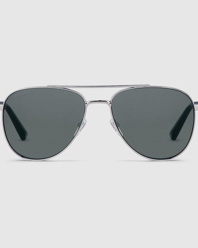 GUCCI GG1962S Aviator Sunglasses – Silver with Grey Lenses