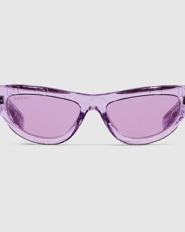 Gucci Cat Eye Sunglasses in Transparent Violet GG Acetate – GG1834S