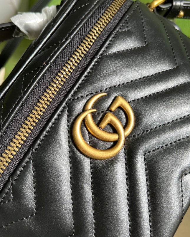 Gucci Marmont Mini Bag in Black Matelassé Leather 672253