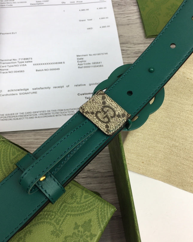 Gucci Marmont Thin Belt 414516 – Green Leather Buckle